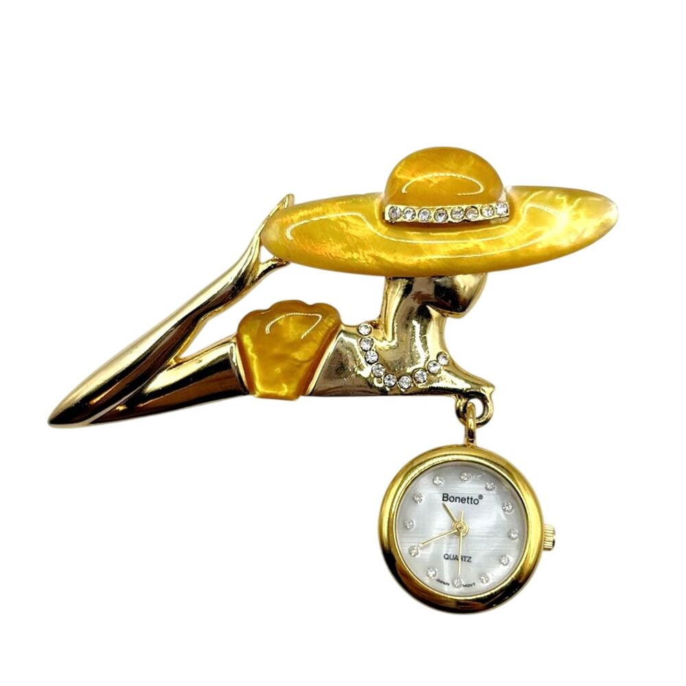 Bonetto Vintage Watch Brooch Lady in Swimming Suit